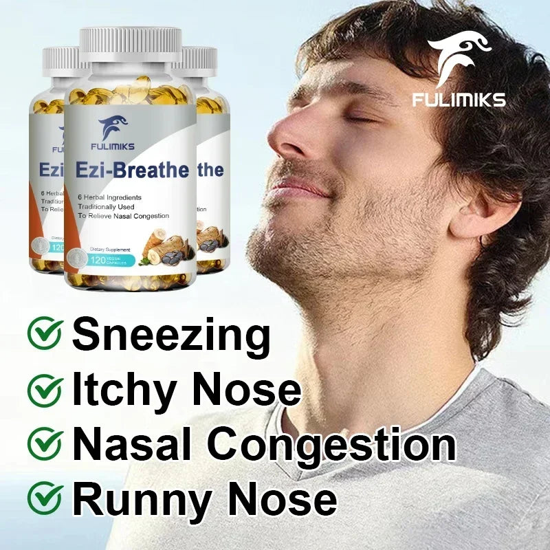 FULIMIKS Respiratory & Nasal Health Capsules, 6 Herbal, Relieves Stuffy Nose, Congestion, Rhinitis & Supports Breathing Comfort