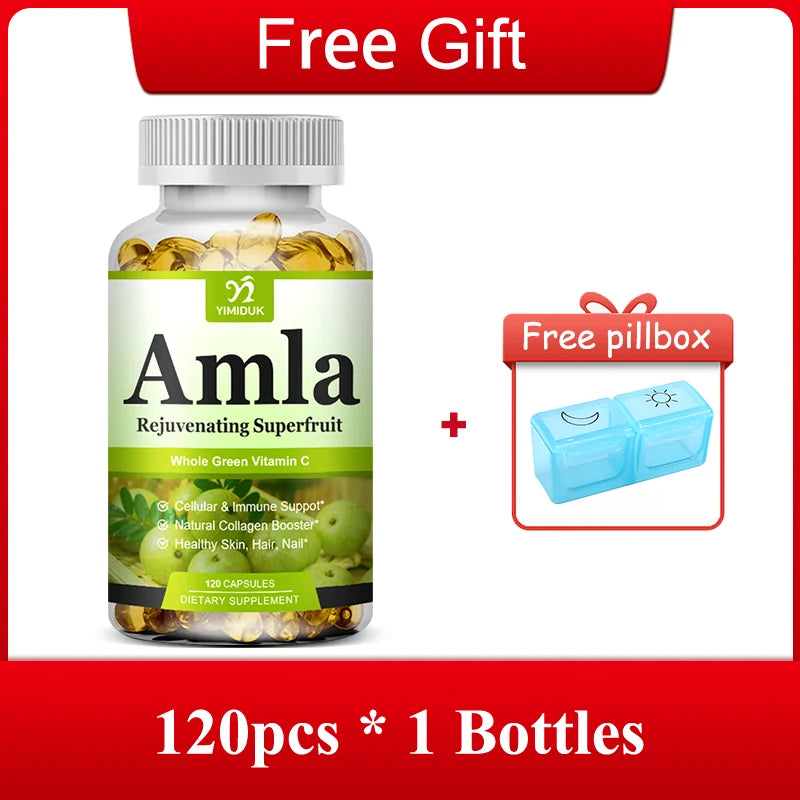 Organic Amla Capsules, Support Collagen, Fights Free Radicals & Daily Wellness, Antioxidant Power for Immunity & Skin Health