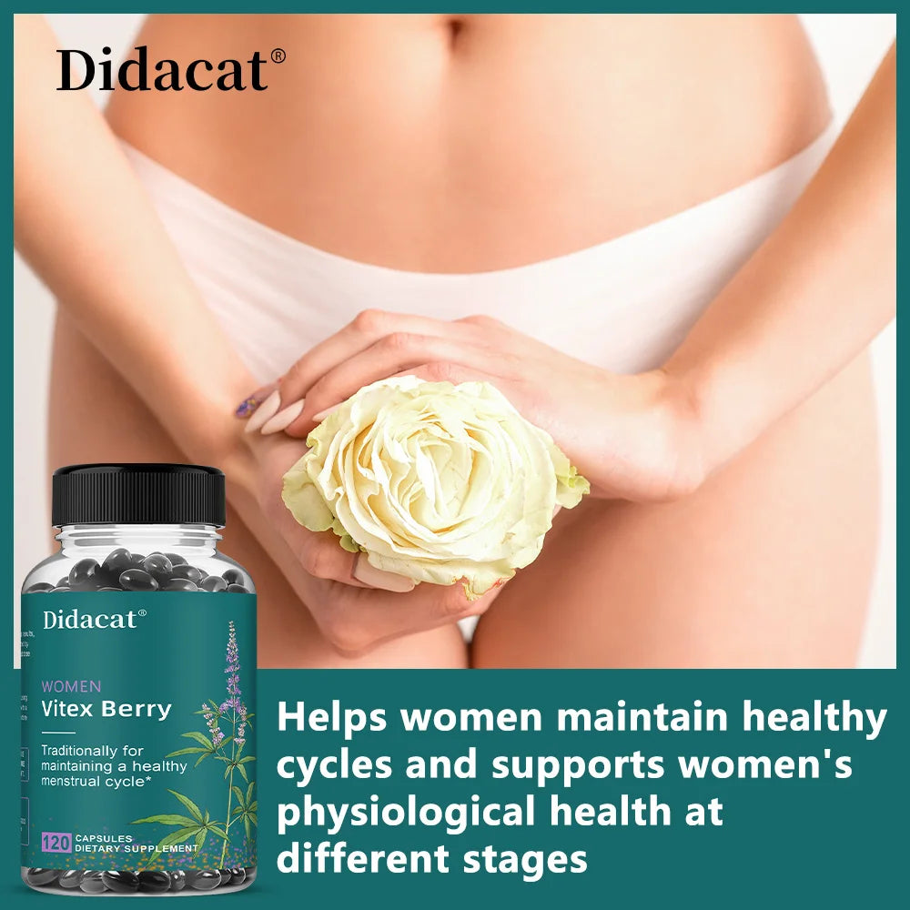 Vitex Berry Extract Capsules, Herbal Nutritional Supplement for Women Menopause, Supports Sleep, Gentle Physical & Emotional