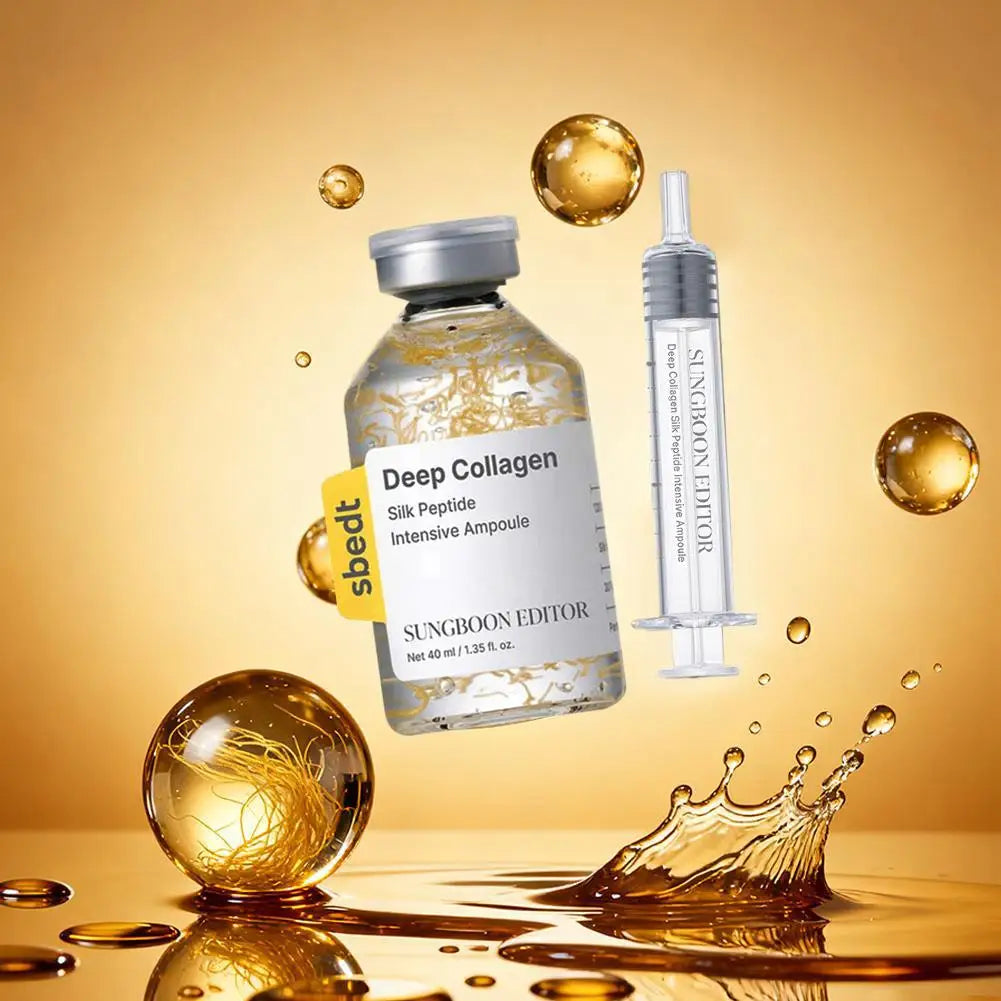 Korean Deep Collagen Skin Care Set - Silk Peptide Ampoule,Power Boosting Cream In Serum Retinol Capsule Brightening Moisturizing