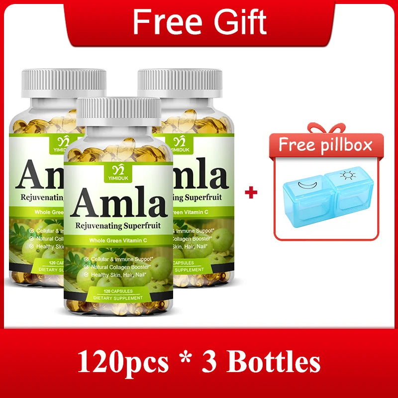 Organic Amla Capsules, Support Collagen, Fights Free Radicals & Daily Wellness, Antioxidant Power for Immunity & Skin Health