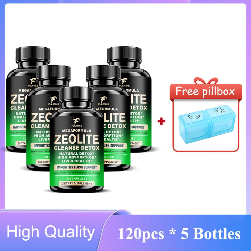 Natural Zeolite Cleanse Detox Capsules, for Energy & Clarity, Removes Toxins, Reduces Brain Fog & Supports Overall Wellness