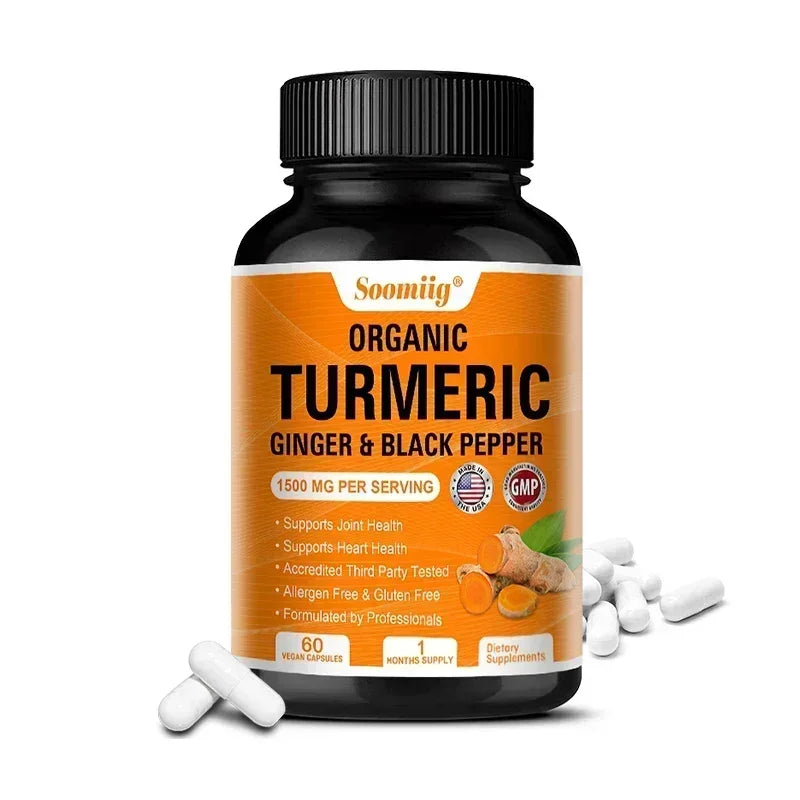 Turmeric Curcumin with Black Pepper Extract 1500mg, Joint & Immune Health Support - High Absorption Turmeric Supplement, NON-GMO