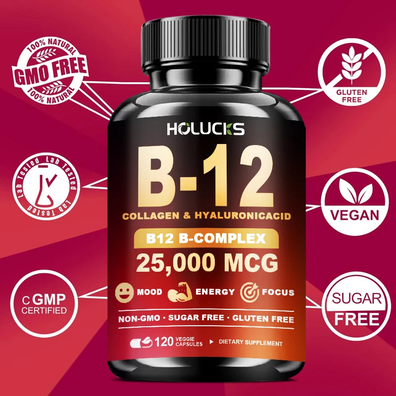 Vitamin B12 Complex Supplement, Benefit Brain & Heart Function, Support Memory, Learning, Metabolism, Helps Boost Natural Energy