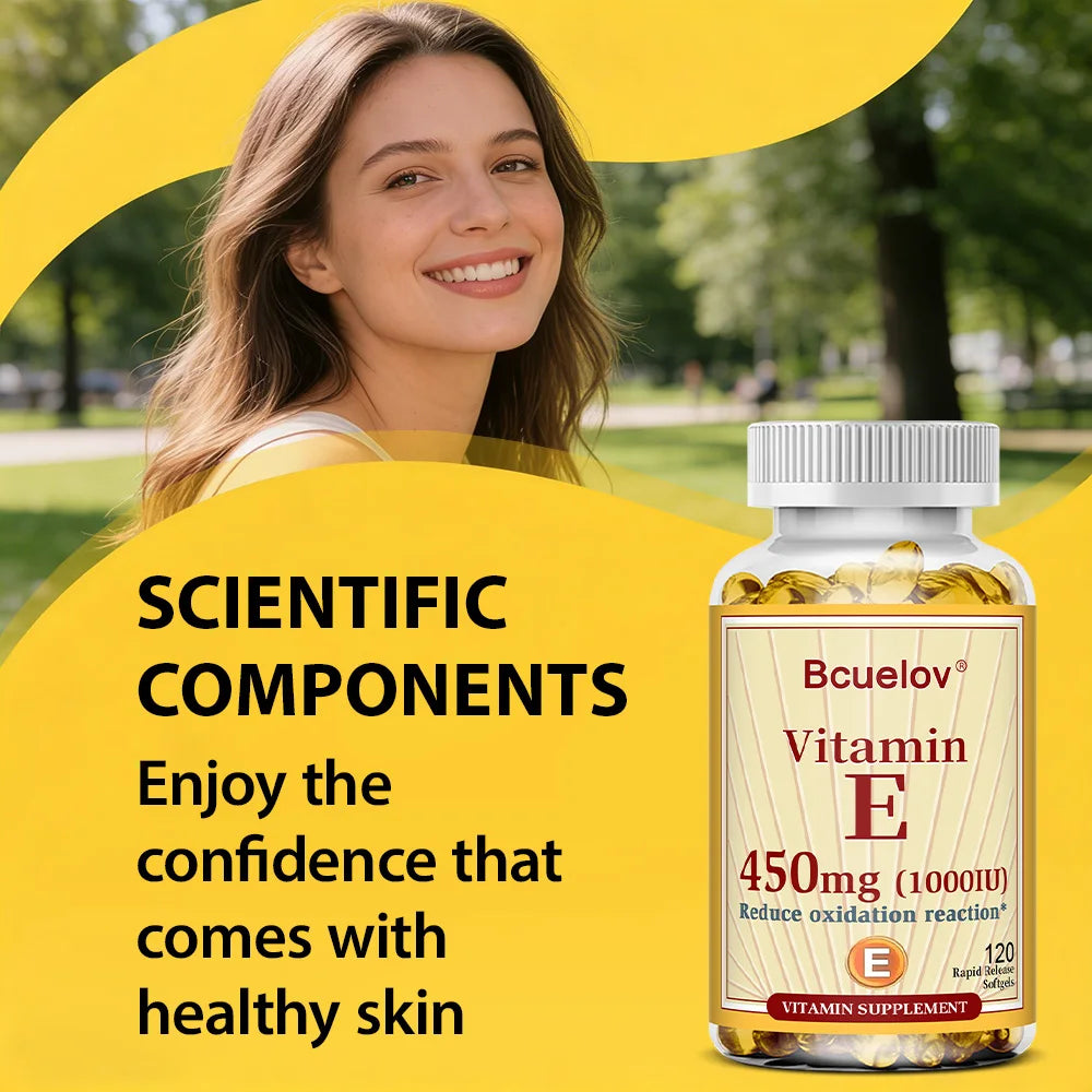 Vitamin E 1000 IU Anti-Aging Skin Supplement - Repair Skin Enhance Immunity, Antioxidant Improve Skin Quality