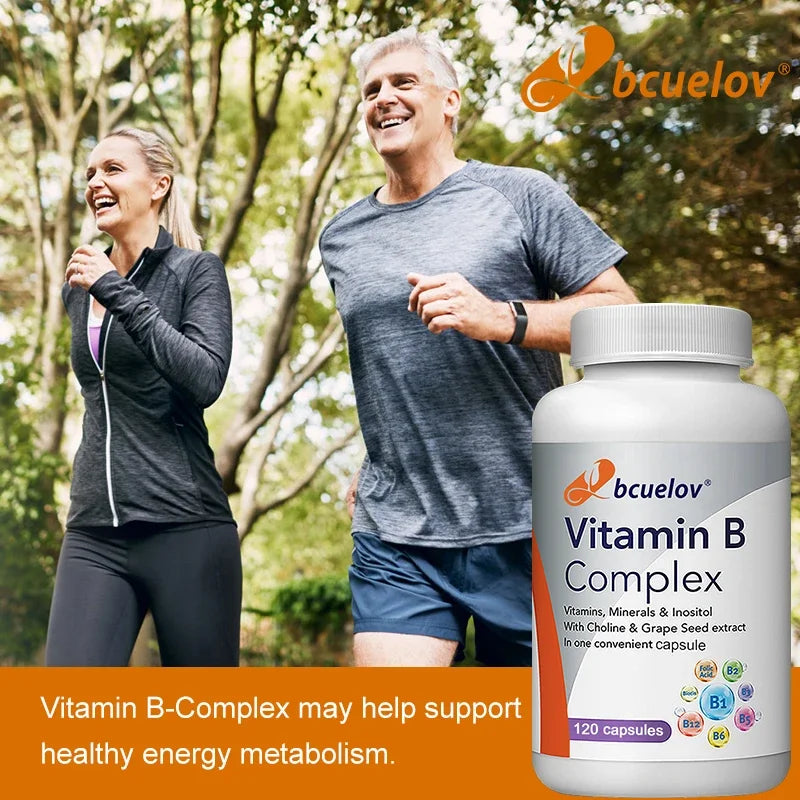 Vitamin B Complex Supplement, with Choline & Grape Seed Extract, Boosts Immunity, Metabolism, Supports Nervous System
