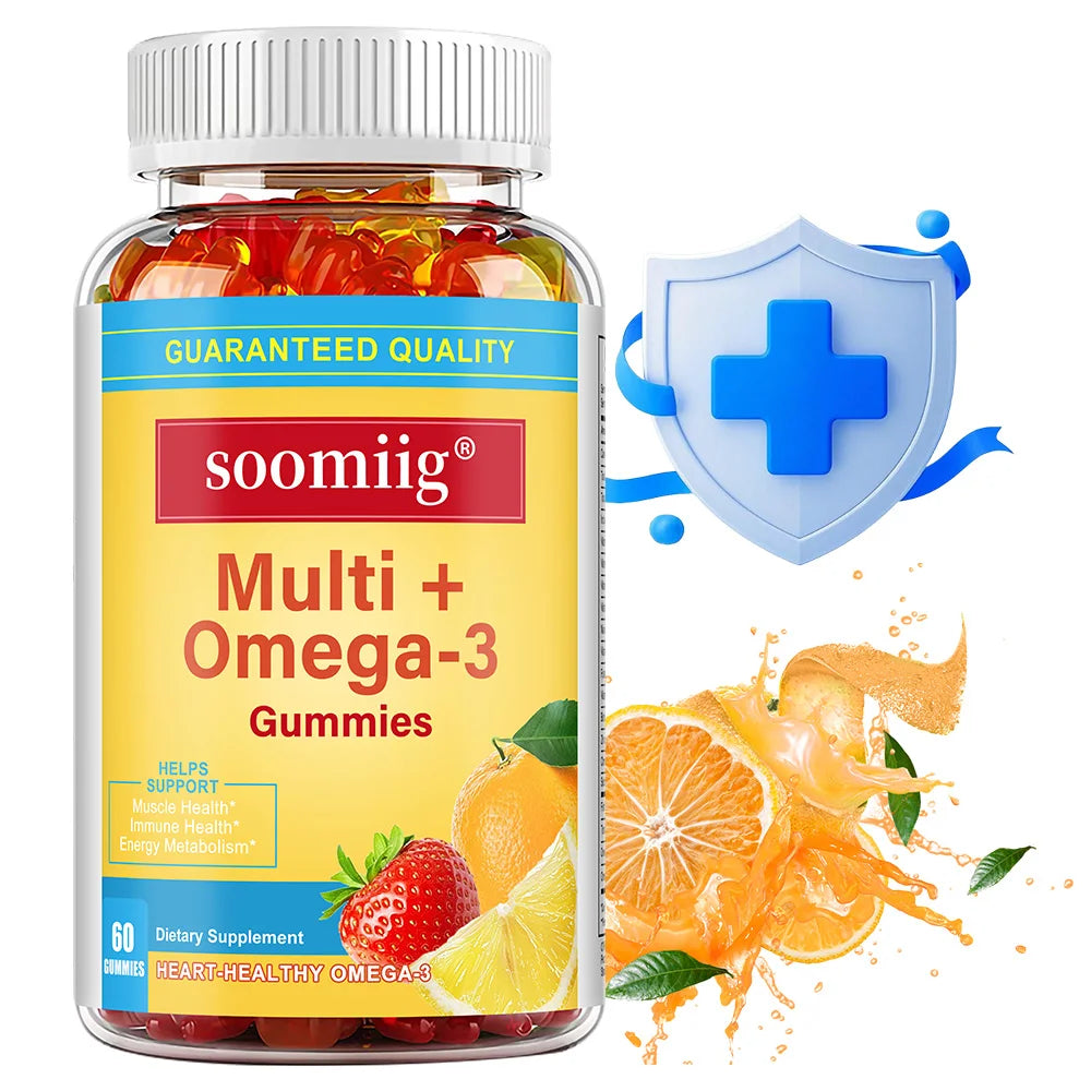 Multivitamin + Omega-3 - Supports Muscle, Immune, and Energy Metabolism Health, Adult Gummy Vitamins & Minerals