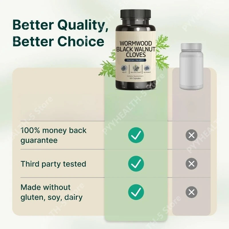 Wormwood Black Walnut Clove Capsules-Supports Digestive Health with Herbal Blend 60 Capsules-Vegan Non-GMO Gut Health Supplement