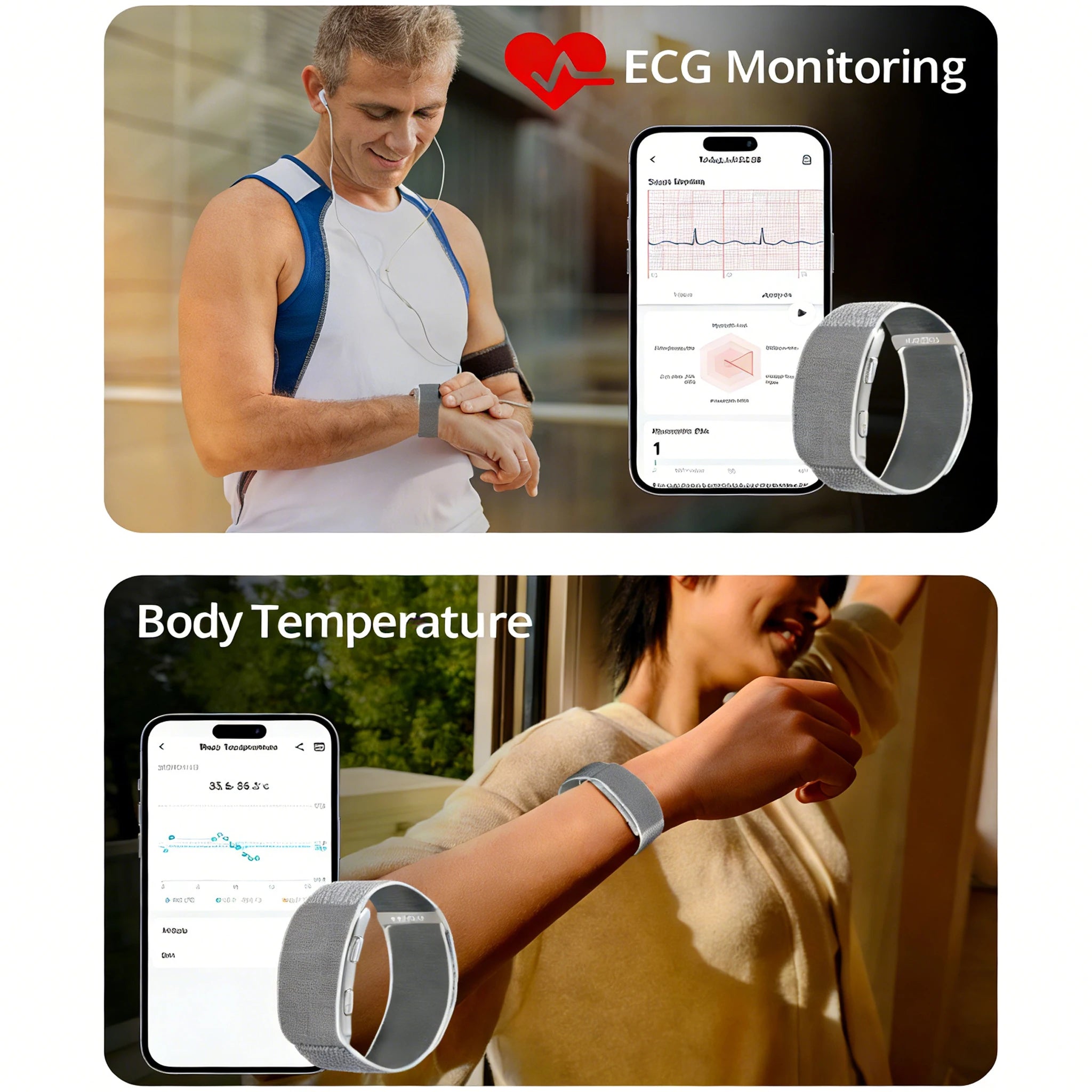 Screenless ECG HRV Smart Bracelet Heart Rate Blood Pressure Monitor Health Waterproof Multiple Sports Fitness Smart Bands Men