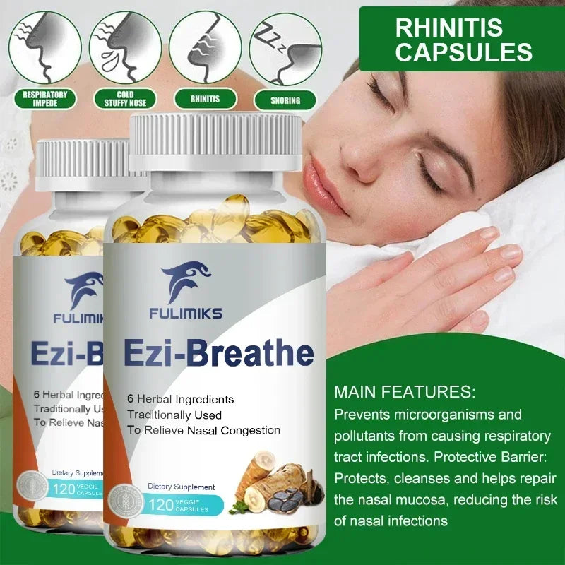 FULIMIKS Respiratory & Nasal Health Capsules, 6 Herbal, Relieves Stuffy Nose, Congestion, Rhinitis & Supports Breathing Comfort