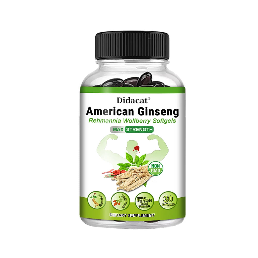 Organic American Ginseng Capsules - 100% Pure Non-GMO, 60 Capsules, Reproductive Immunity Focus & Performance Support