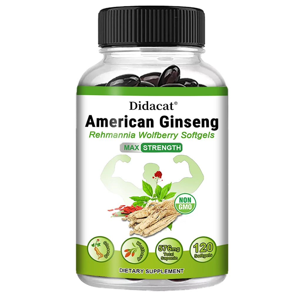 Organic American Ginseng Capsules - 100% Pure Non-GMO, 60 Capsules, Reproductive Immunity Focus & Performance Support