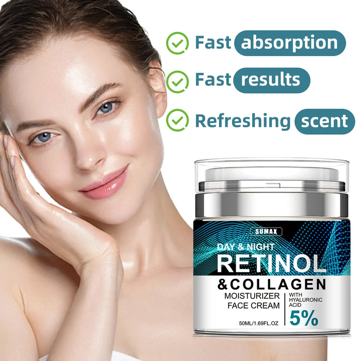 Retinol Anti Aging Face Cream Collagen Wrinkle Remover Hyaluronic Acid Moisturizing Creams Skincare Fade Fine Line Products 50ML