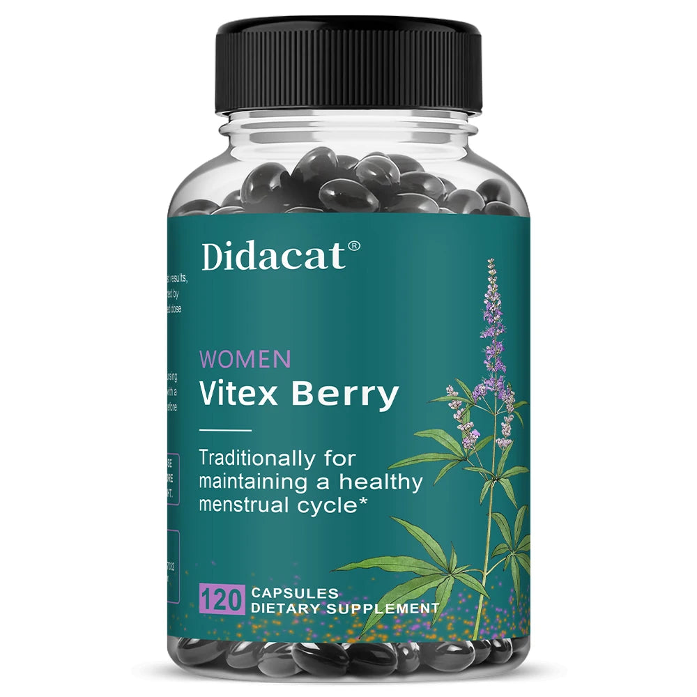Vitex Berry Extract Capsules, Herbal Nutritional Supplement for Women Menopause, Supports Sleep, Gentle Physical & Emotional