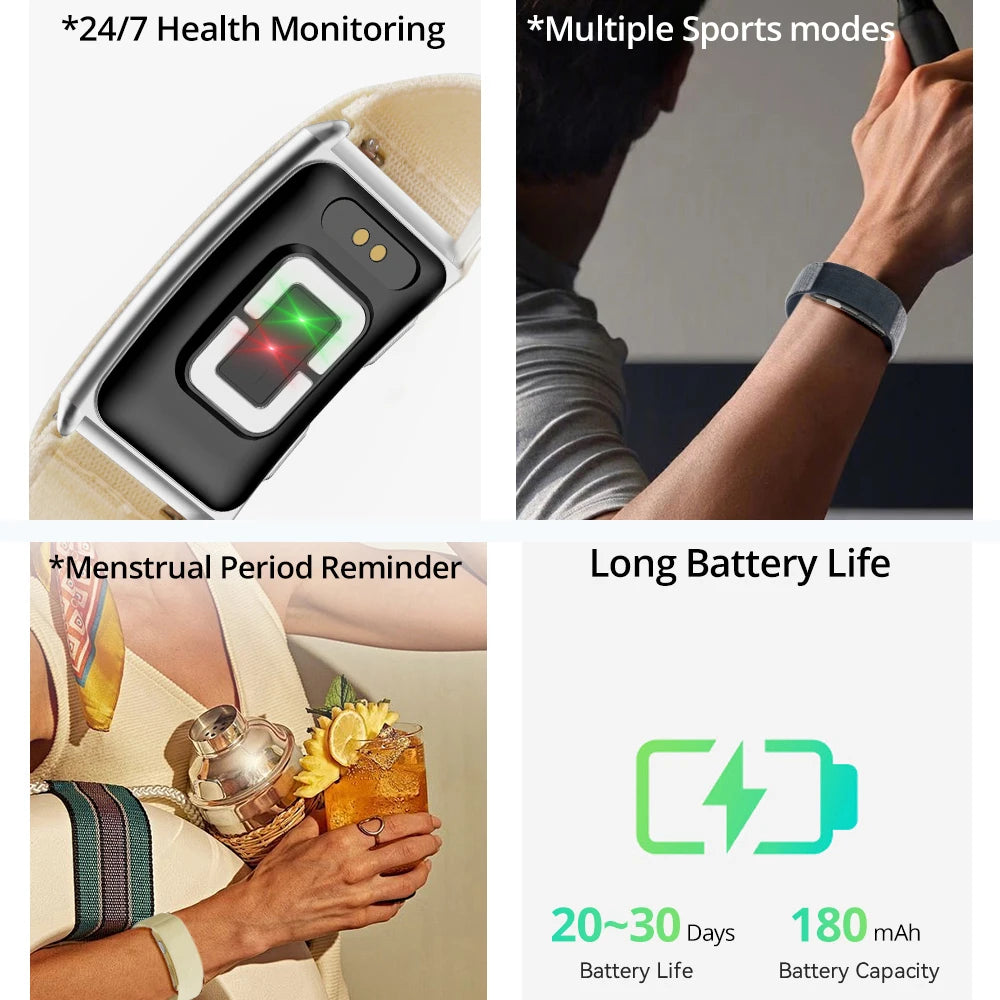 Screenless ECG HRV Smart Bracelet Heart Rate Blood Pressure Monitor Health Waterproof Multiple Sports Fitness Smart Bands Men