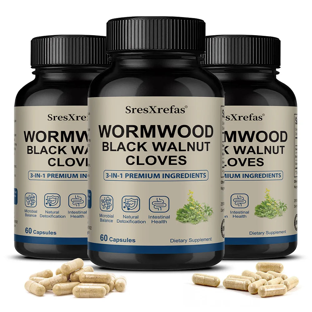 Wormwood Black Walnut Clove Cleanse Extract - 3-in-1 Complex, Herbal Supplement for Gut Cleanse Detox and Digestive Well-Being