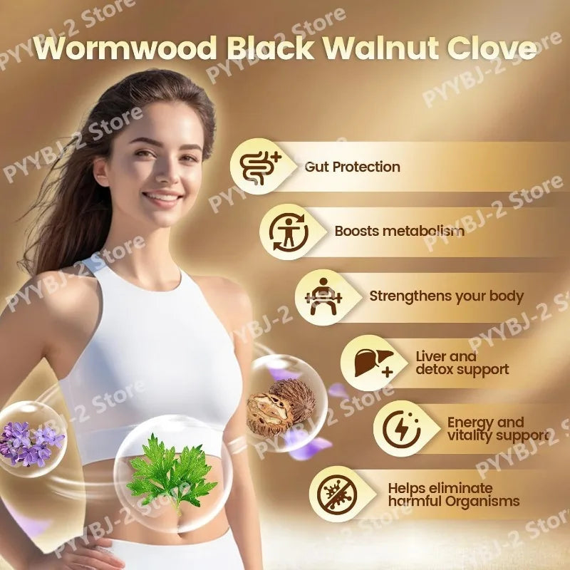 Wormwood Black Walnut Clove Capsules Cleanse Detox Care Support with 6600mg 18 in 1 Herbal Blend with Pumpkin Seed 240 Count