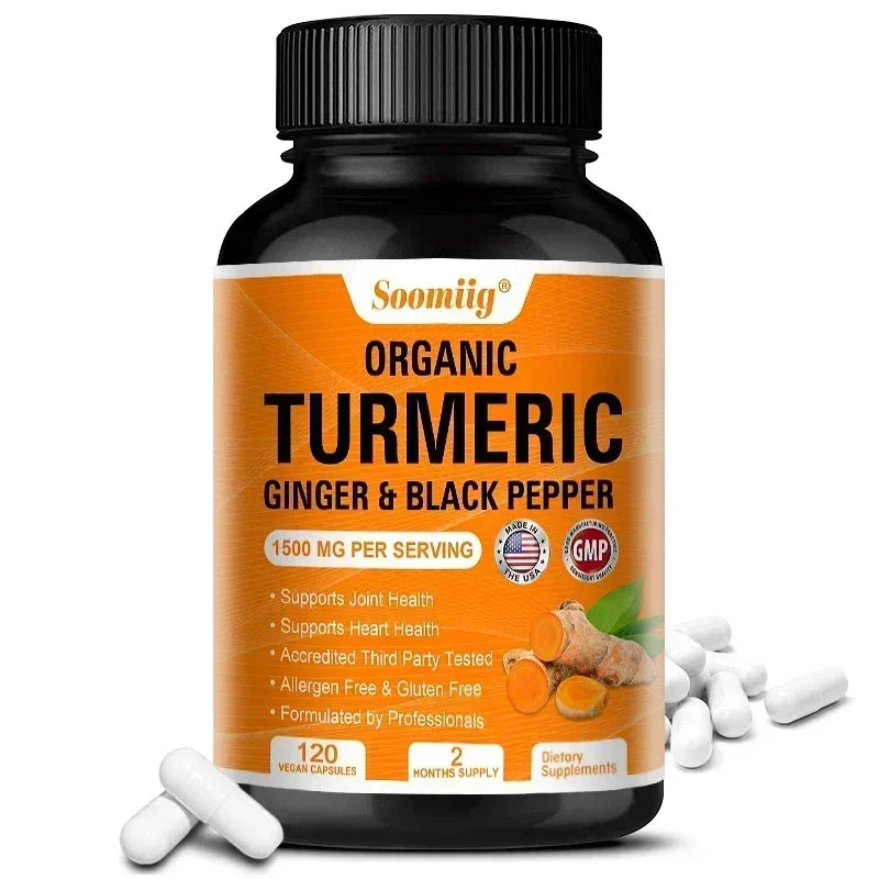 Turmeric Curcumin with Black Pepper Extract 1500mg, Joint & Immune Health Support - High Absorption Turmeric Supplement, NON-GMO