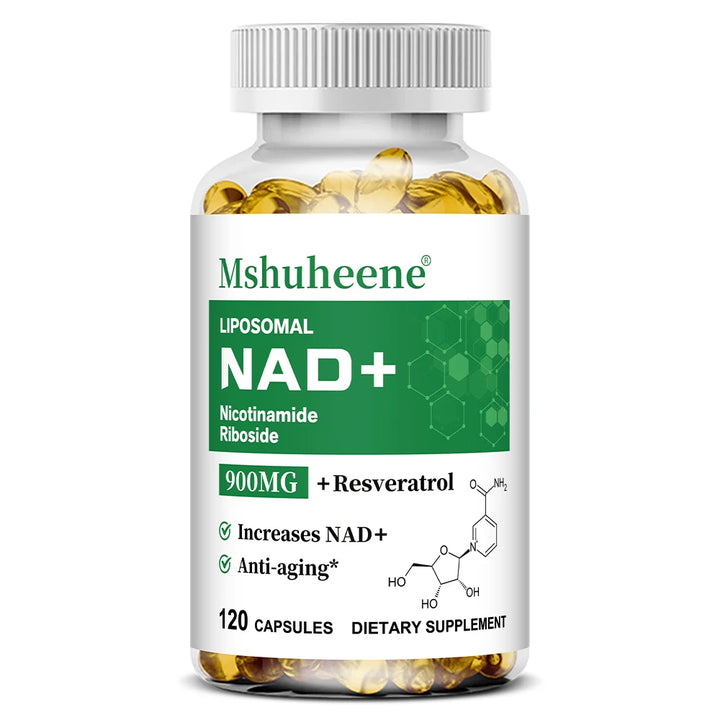 NAD+ Booster Capsules with Quercetin Trans-Resveratrol - Anti-Aging Cell Repair, Energy & Focus, Immune Support, 60/120 Counts