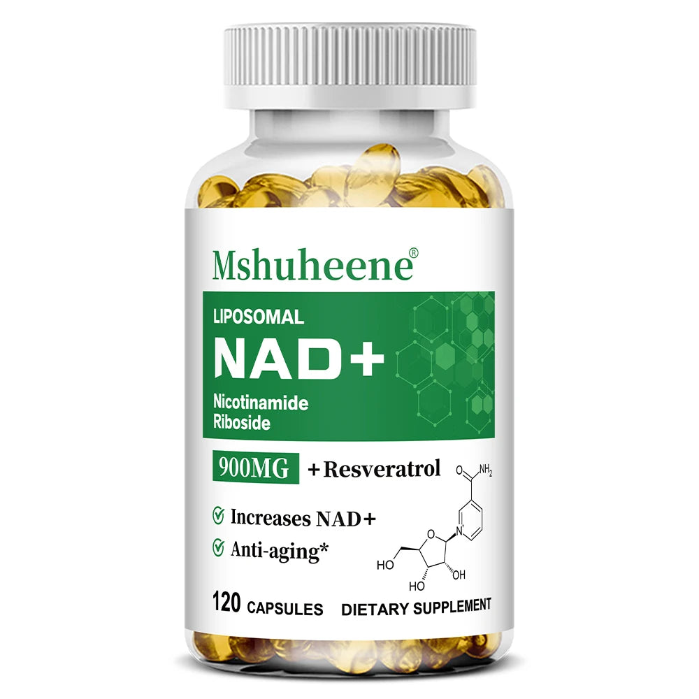 NAD+ Booster Capsules with Quercetin Trans-Resveratrol - Anti-Aging Cell Repair, Energy & Focus, Immune Support, 60/120 Counts