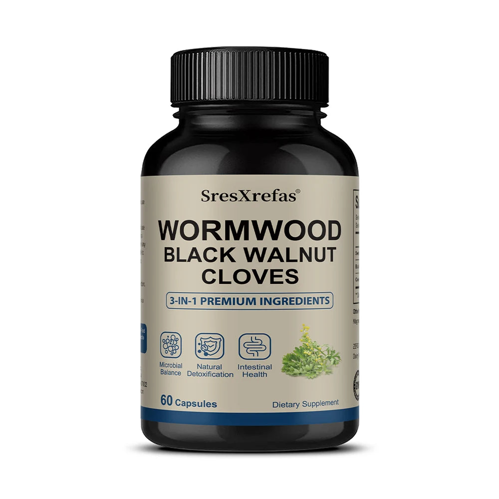 Wormwood Black Walnut Clove Cleanse Extract - 3-in-1 Complex, Herbal Supplement for Gut Cleanse Detox and Digestive Well-Being
