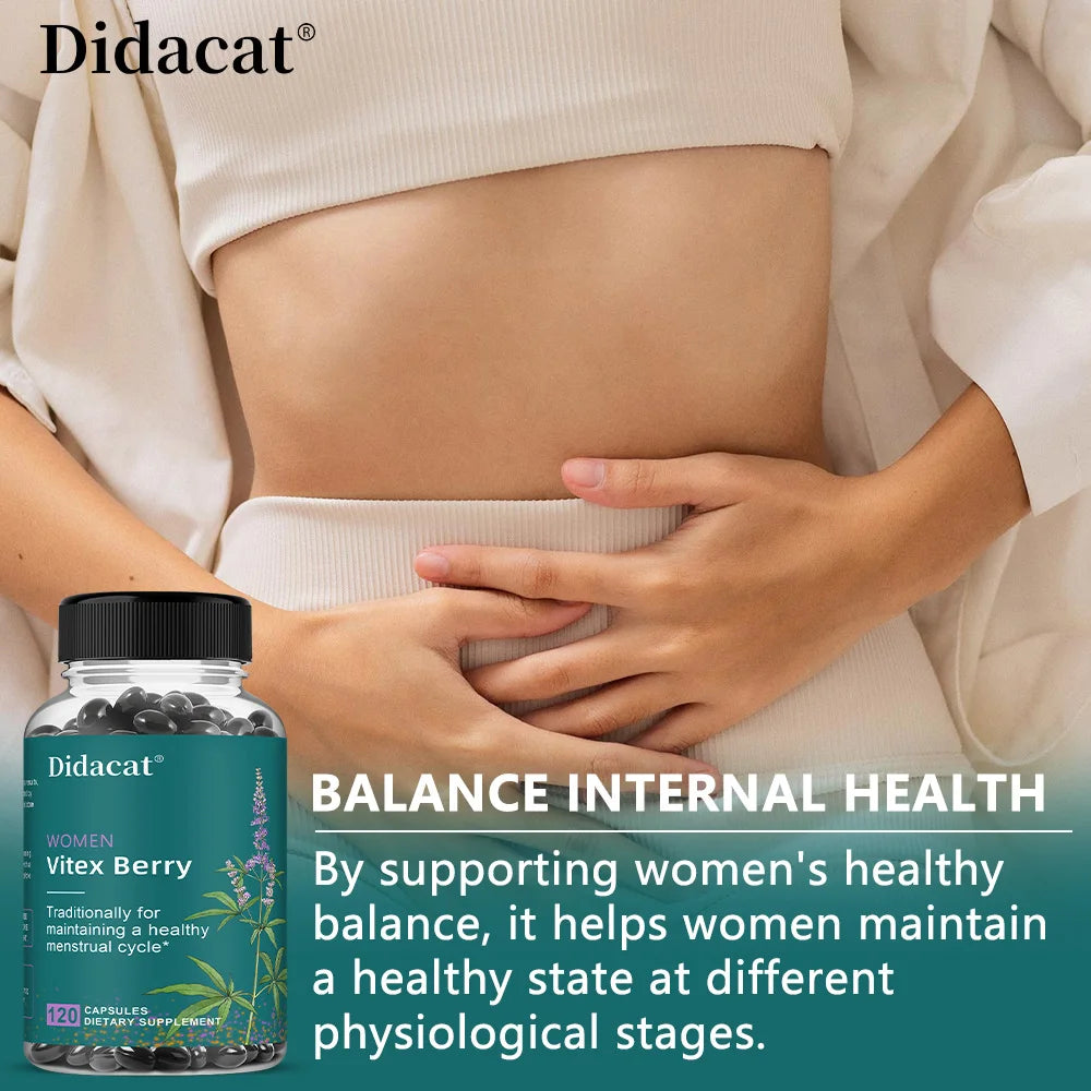 Vitex Berry Extract Capsules, Herbal Nutritional Supplement for Women Menopause, Supports Sleep, Gentle Physical & Emotional