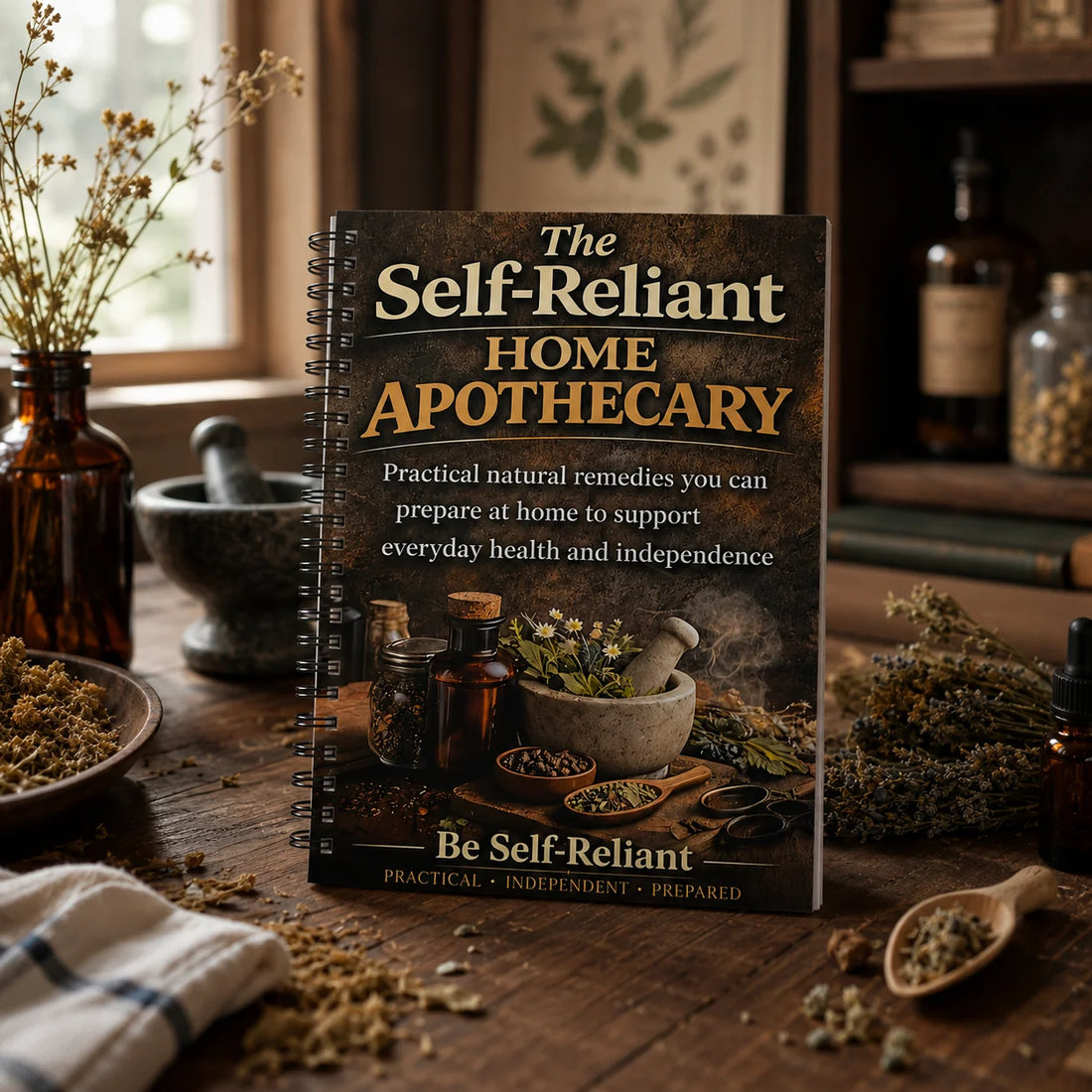 Self-Reliant Home Apothecary, Herbal Remedies Journal, DIY Natural Wellness Planner, Home Health & Prepared Living Guide