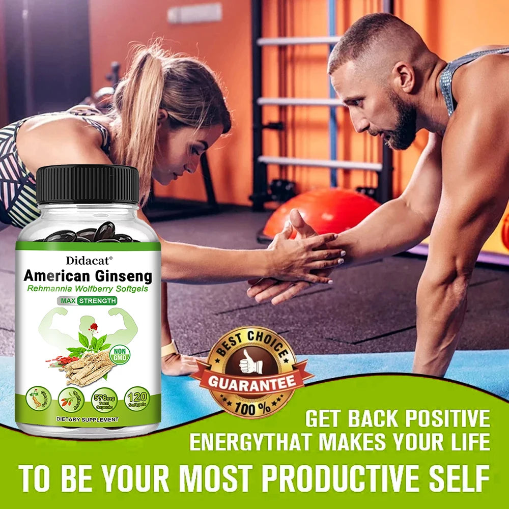 Organic American Ginseng Capsules - 100% Pure Non-GMO, 60 Capsules, Reproductive Immunity Focus & Performance Support