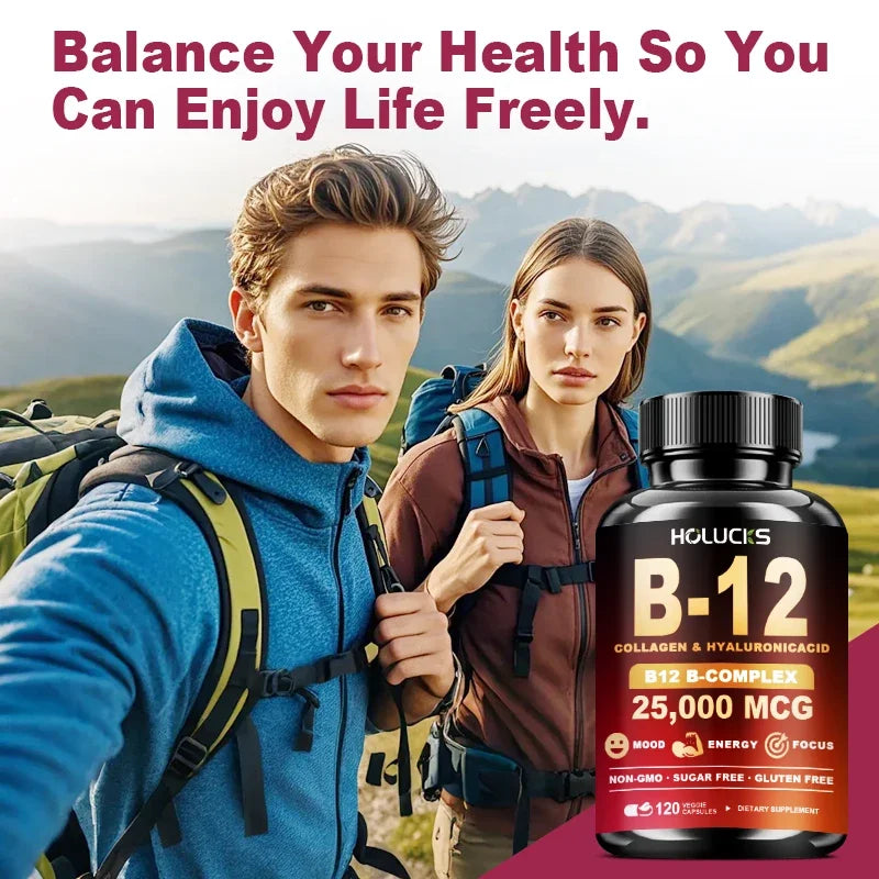 Vitamin B12 Complex Supplement, Benefit Brain & Heart Function, Support Memory, Learning, Metabolism, Helps Boost Natural Energy