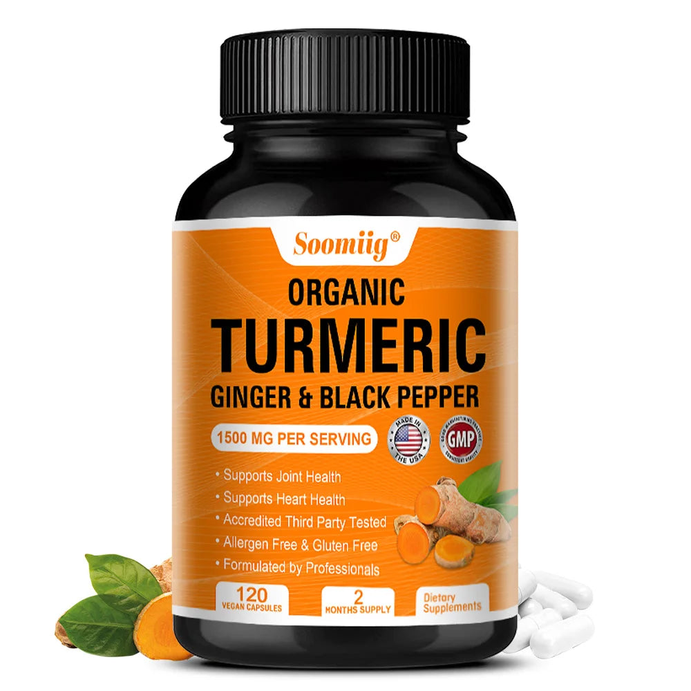 Turmeric Curcumin with Black Pepper Extract 1500mg, Joint & Immune Health Support - High Absorption Turmeric Supplement, NON-GMO
