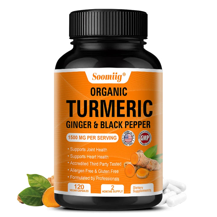 Turmeric Curcumin with Black Pepper Extract 1500mg, Joint & Immune Health Support - High Absorption Turmeric Supplement, NON-GMO