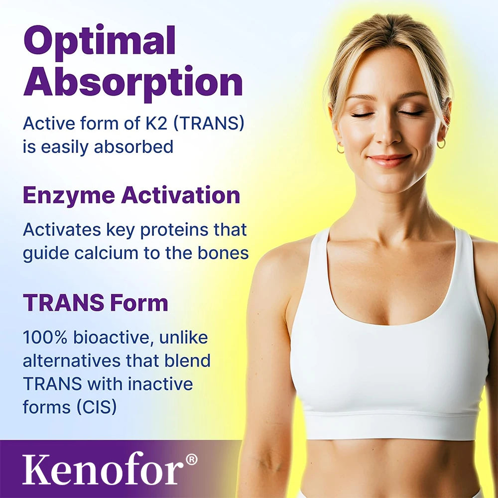 Vitamin K2 Capsules - with 500 Mcg MK-4 and 100 Mcg MK-7 - Supports General Health and Bone Strength