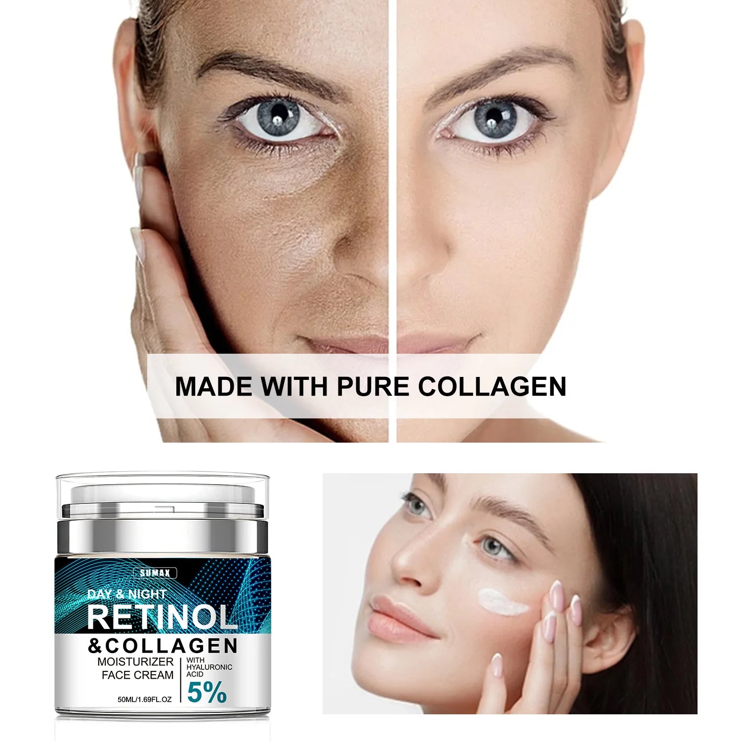 Retinol Anti Aging Face Cream Collagen Wrinkle Remover Hyaluronic Acid Moisturizing Creams Skincare Fade Fine Line Products 50ML