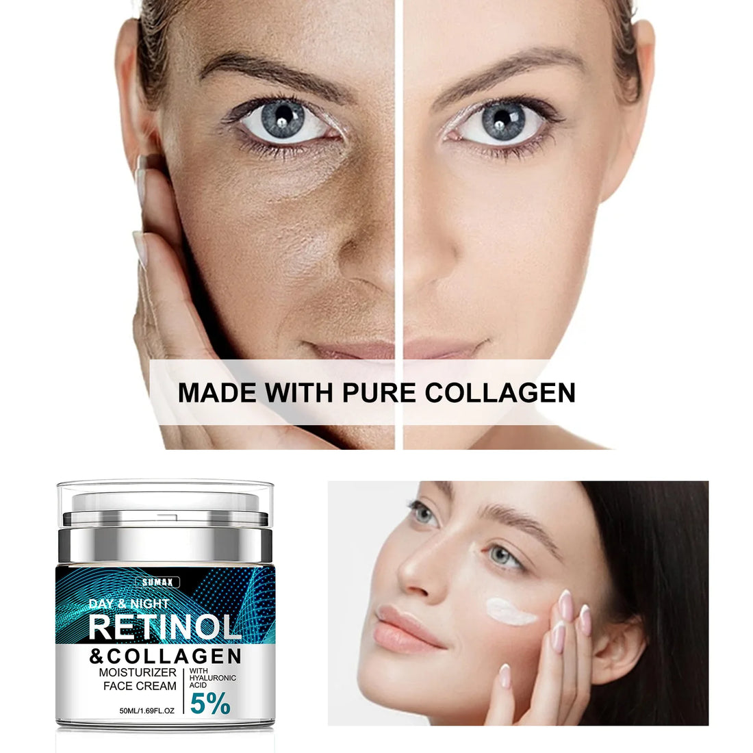 Retinol Anti Aging Face Cream Collagen Wrinkle Remover Hyaluronic Acid Moisturizing Creams Skincare Fade Fine Line Products 50ML