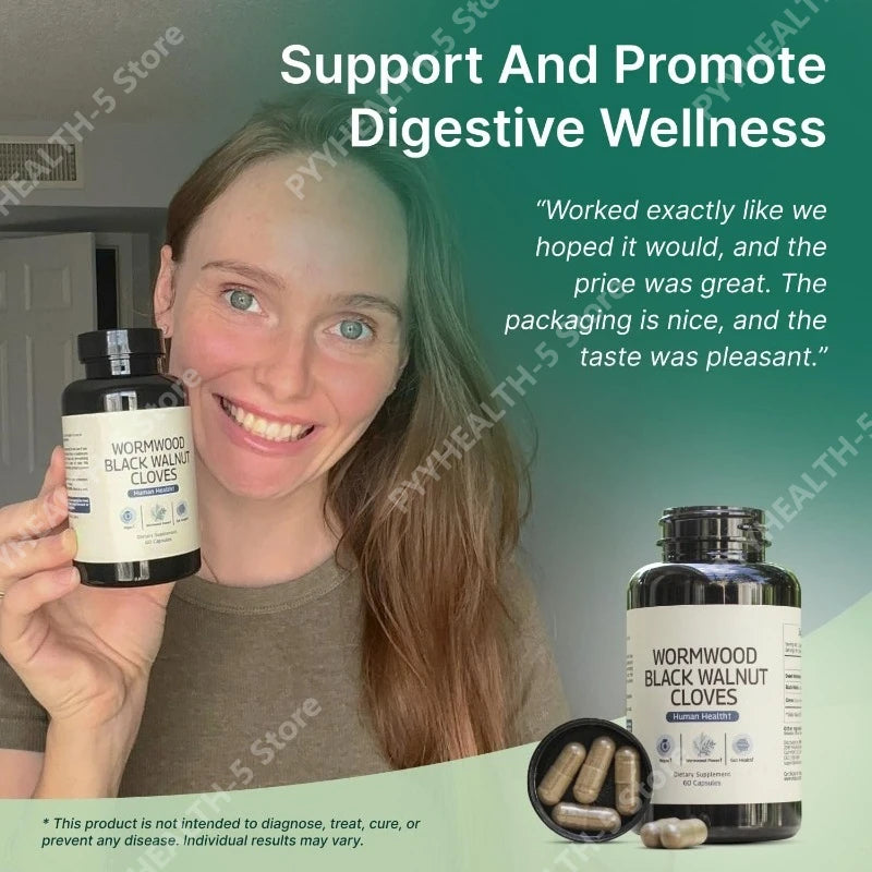 Wormwood Black Walnut Clove Capsules-Supports Digestive Health with Herbal Blend 60 Capsules-Vegan Non-GMO Gut Health Supplement