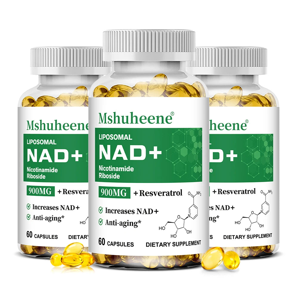 NAD+ Booster Capsules with Quercetin Trans-Resveratrol - Anti-Aging Cell Repair, Energy & Focus, Immune Support, 60/120 Counts