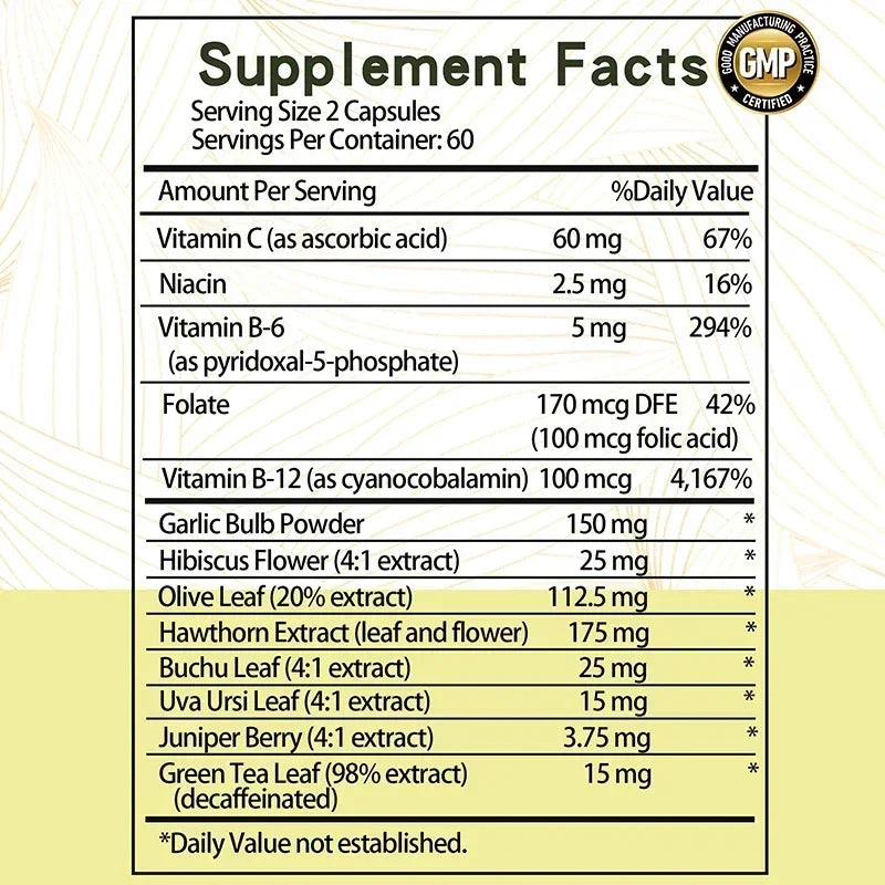 Blood Pressure Support - Supports Cardiovascular Health, Boosts Energy and Immunity, for Heart Health - with Hawthorn & Hibiscus