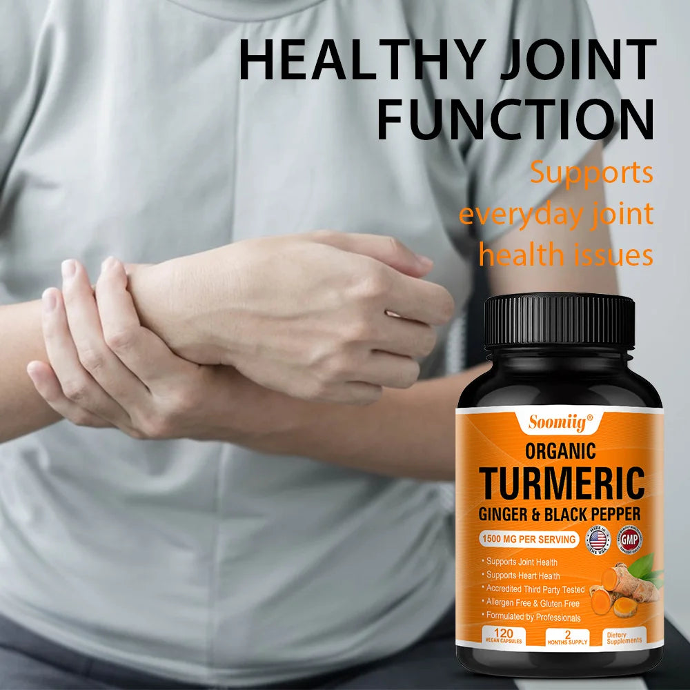 Turmeric Curcumin with Black Pepper Extract 1500mg, Joint & Immune Health Support - High Absorption Turmeric Supplement, NON-GMO