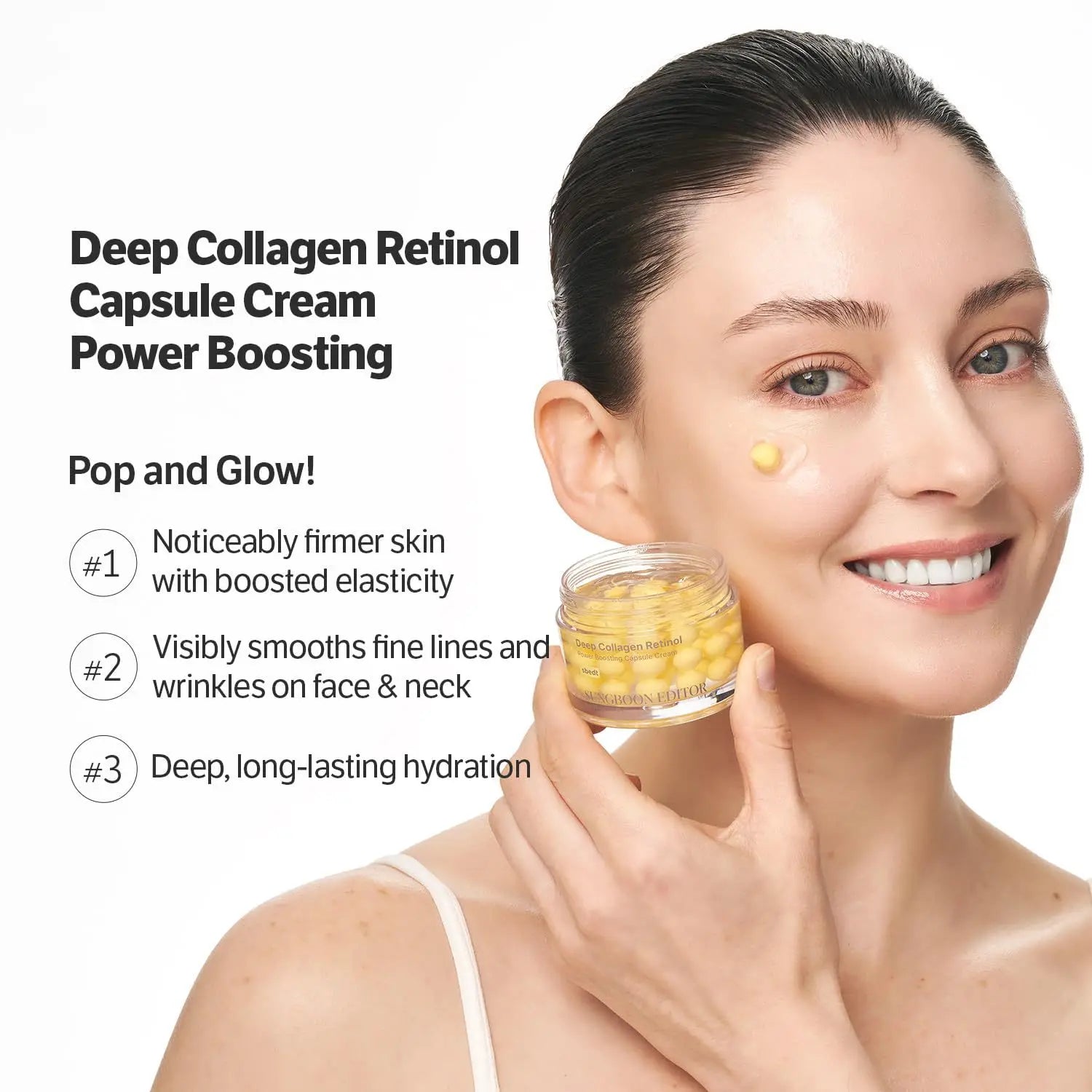 Korean Deep Collagen Skin Care Set - Silk Peptide Ampoule,Power Boosting Cream In Serum Retinol Capsule Brightening Moisturizing