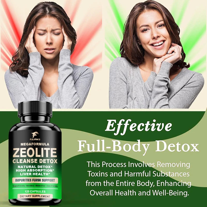 Natural Zeolite Cleanse Detox Capsules, for Energy & Clarity, Removes Toxins, Reduces Brain Fog & Supports Overall Wellness