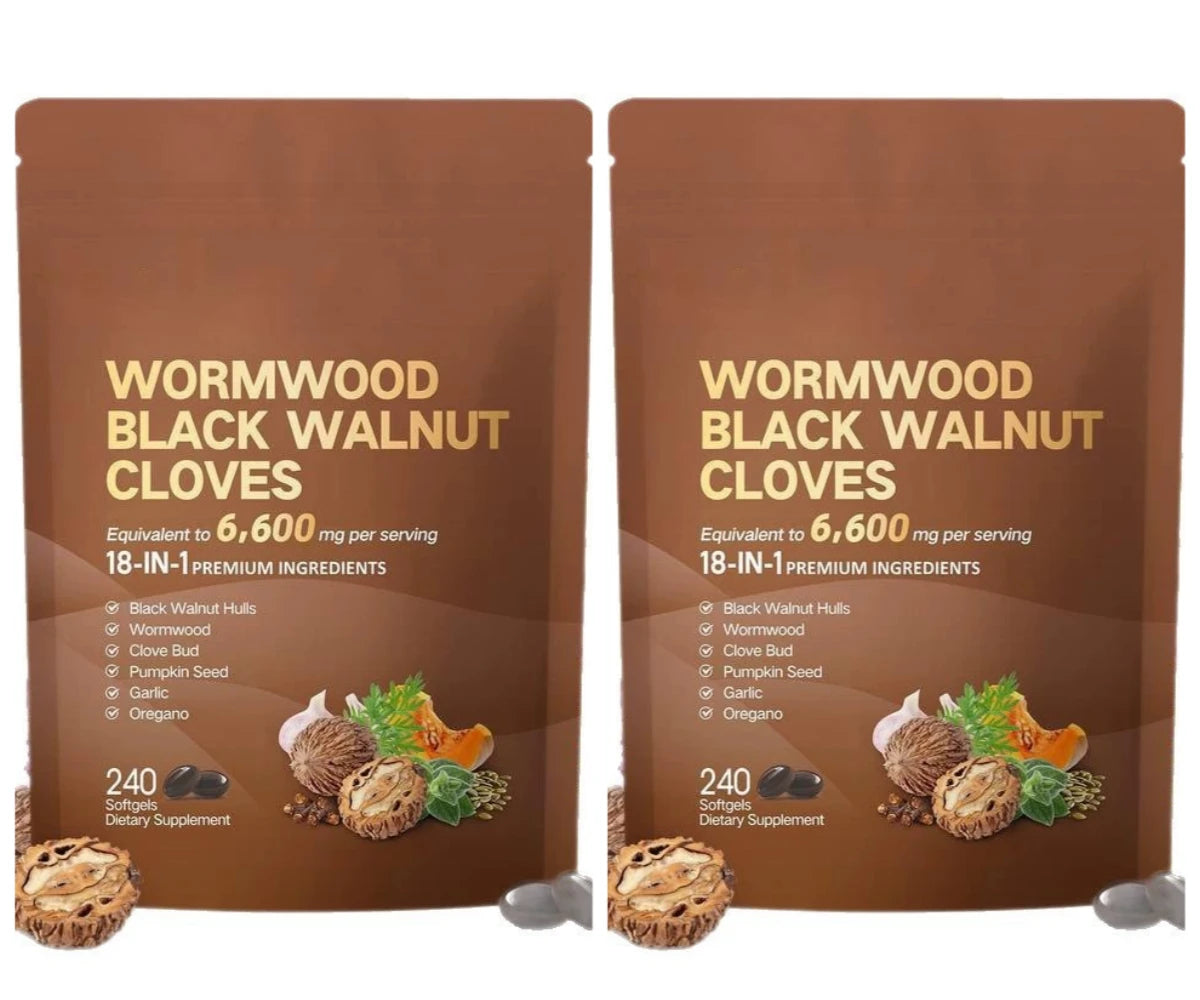 Wormwood Black Walnut Clove Capsules Cleanse Detox Care Support with 6600mg 18 in 1 Herbal Blend with Pumpkin Seed 240 Count