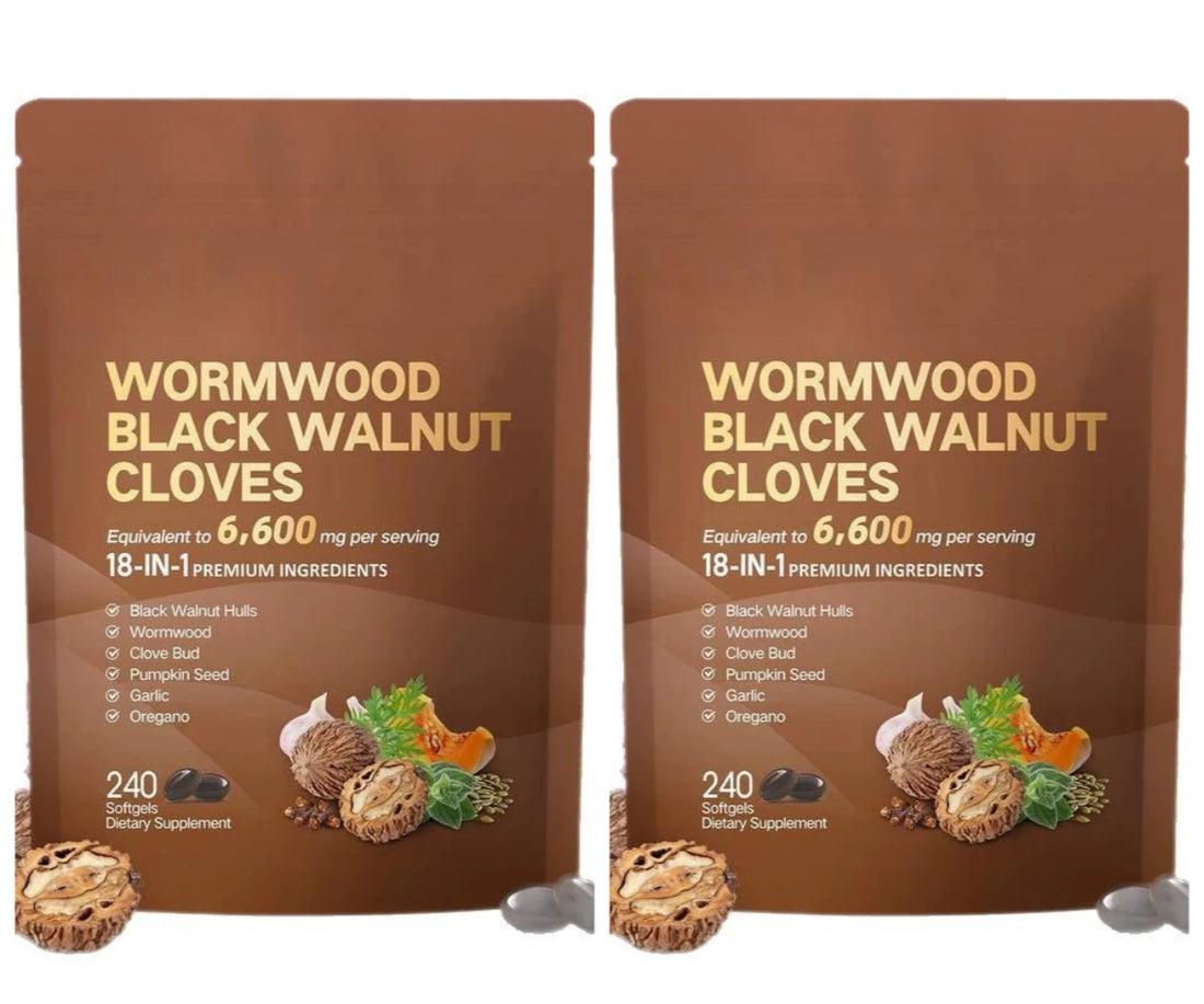 Wormwood Black Walnut Clove Capsules Cleanse Detox Care Support with 6600mg 18 in 1 Herbal Blend with Pumpkin Seed 240 Count
