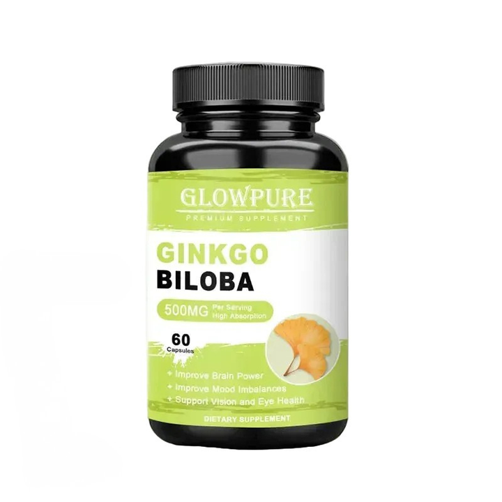 Ginkgo Biloba Extract Capsules for Brain Cognitive Memory, Relieve Anxiety Depression, Mood Balance Supplement Premium Non-GMO